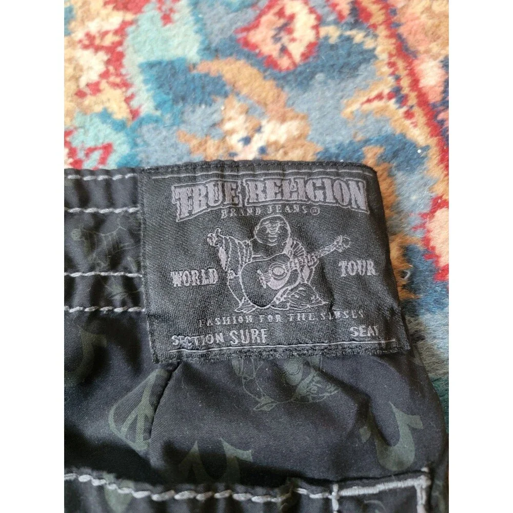 TRUE RELIGION BOARDWALK SWIM TRUNKS CHARCOAL BLACK SIZE 36 MENS